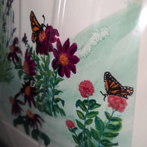 Original Watercolor Painting Monarch Waystation -Butterfly Kentucky Framed 17x21 - Picture 8 of 9